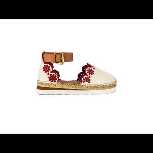 BNWT See by Chloe Glyn espadrilles- red & white